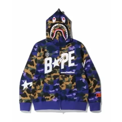 New Bape Camo Shark Zip Up Hoodie